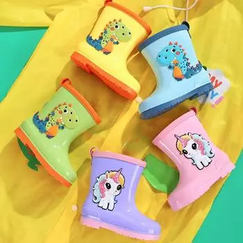 Manufacturer children s rain shoes cartoon rain boots medium and large children s rain shoes girls velvet boys dinosaur non-slip water shoes 25 yards [inner length 15cm]