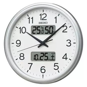 Manufacturer Extended Warranty Seiko Clock Wall Clock Radio Analog Calendar Temperature Humidity Display Silver Metallic Diameter 290 x 50 mm KX275S