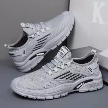 Manufacturer fly-woven mesh shoes men s shoes new summer breathable sports shoes men s soft-soled casual running shoes 39 чёрный