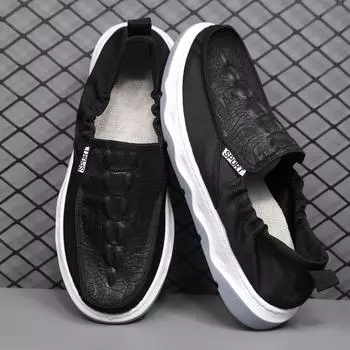 Manufacturer large size men s shoes old Beijing cloth shoes crocodile pattern soft sole one pedal lazy shoes versatile casual shoes 39 серый