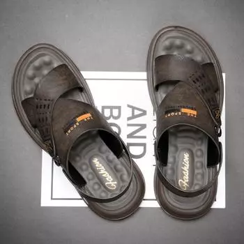 Manufacturer men s sandals 2025 summer new outdoor beach Internet celebrities with the same non-slip Korean version of soft-soled slippers 38