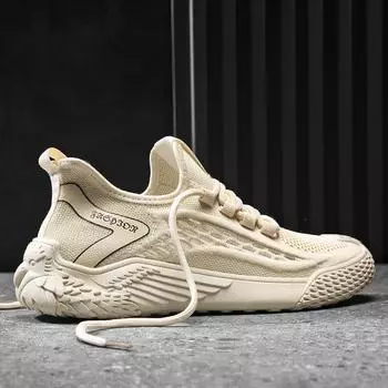 Manufacturer men s shoes 2025 new summer breathable casual shoes sports shoes soft-soled fly-woven mesh running shoes 39 серый