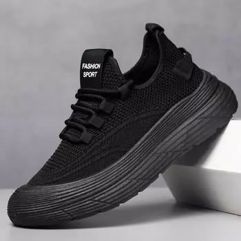 Manufacturer men s shoes 2025 spring new breathable fly-woven mesh shoes men s and women s same casual sports women s shoes 36 чёрный