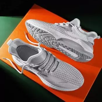 Manufacturer men s shoes new spring fly-woven mesh breathable shoes men s casual sports shoes popcorn bottom 39 белый