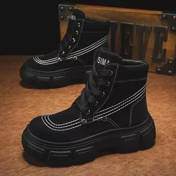 Manufacturer s live broadcast of men s Martin boots autumn and winter high-top retro locomotive boots leather surface outdoor tooling men s rhu 39