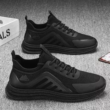 Manufacturer s spring new men s shoes 2025 fly-woven mesh breathable shoes thick-soled men s casual sports shoes men s 39