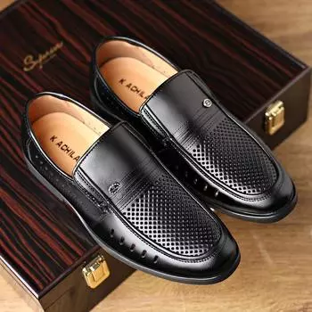 Manufacturer Sandals Men S Leather Middle-Aged And Elderly Father Shoes Casual Hollow Hole Shoes 38