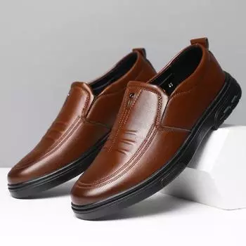 Manufacturer spring 2025 new men s casual leather shoes men s shoes one pedal Doudou shoes soft sole cold sticky shoes soft 38