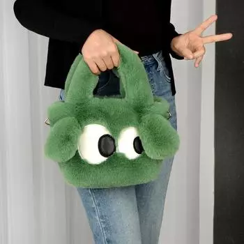 Оптовая продажа от производителя, новая осенне-зимняя плюшевая сумка, симпатичная плюшевая сумка с большими глазами в виде щенка, одно плечо, сумка через плечо с боковыми глазами в виде щенка Iron chain