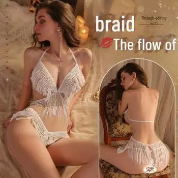 Большой хлопковый кисточный халтер-нек комплект нижнего белья для пижамы One Size