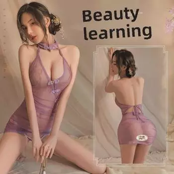 Маньян Сексуальное Женское Белье: Платье ципао «Любовь бабочки» с ремешком на бедрах One Size