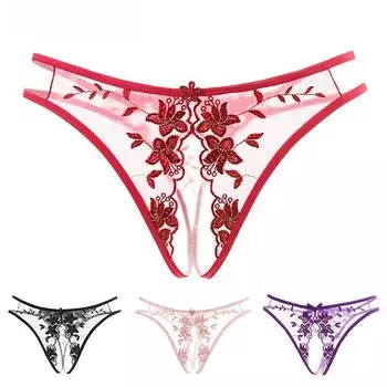 Manyan Сексуальные кружевные вышитые стринги-трусы для женщин One Size