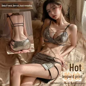 Manyan Сексуальный глубокий V леопардовый принт блестящий ночной клуб танцевальная королева нижнее белье костюм One Size