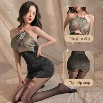 Manyan Sexy Flash женское белье с бретелькой через шею - униформа секретаря ночного клуба Royal Sister 9180 One Size