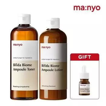 [Manyo Factory] Набор из 2-х видов бифидобактерий для ежедневного использования (Ампульный тоник 400 + Ампульный лосьон 300) [+ Ампула Biome 12 мл бесплатно], 1 шт.