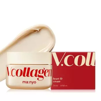 Manyo Factory V.Collagen Heart Fit Cream 50 мл, экстракт веганского коллагена, увлажняющий, корейская косметика, Kbeauty, пробник