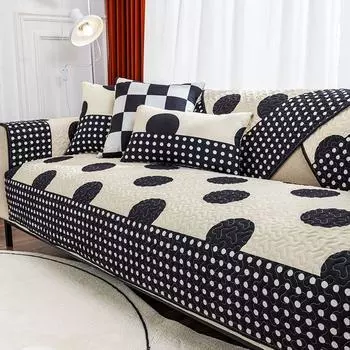 Manyue Home Scandinavian Ins Hepburn Style Fabric Sofa Cushion Retro Cushion All Year Round Universal Sofa Cover Cover Towel MZ Hepburn Dot 70 * 70cm