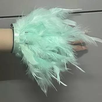 Манжета из страусиных перьев для женщин Манжеты из перьев на запястье Элегантный браслет-защелка из перьев Манжеты для фото ногтей Манжеты для рубашек с перьями 1pcs