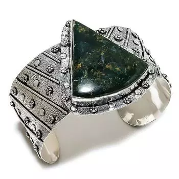 Манжета ручной работы из натурального кровавого камня, браслет из стерлингового серебра 925 пробы, регулируемый. с7Р59