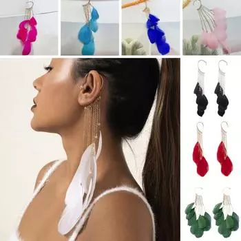 Манжеты для ушей в винтажном стиле с кисточками в богемном стиле, антикоррозийные, на каждый день, с длинными перьями красный