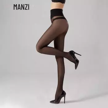 Manzi 40D Low Waist T-Crotch Hip Lifting Sheer Pantyhose - Black L чёрный