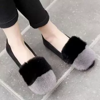 Mao Mao shoes women s 2024 new outer wear Doudou shoes piled cotton ladyshoes thick-soled cold-proof warm cotton shoes 35 серый