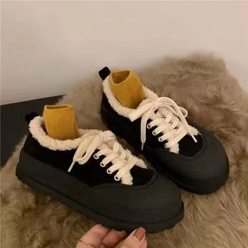 Mao Mao shoes women s outer wear 2024 winter retro velvet small leather shoes Boken Birken shoes women s shoes Boken shoes 35 чёрный