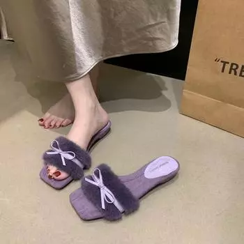 Mao Mao slippers female summer wear new fairy style Korean version versatile skirt girl heart flat bottom one-word drag 40