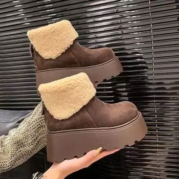 Mao Mao thick-soled short tube fashion snow boots women s 2024 winter new velvet thickened small muffin sole cotton shoes boots 35