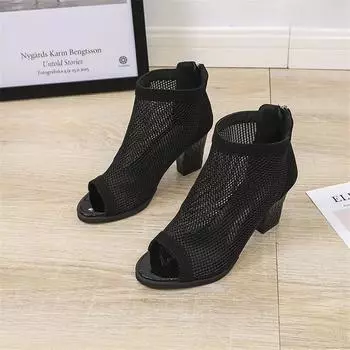 Maogu 2024 летние ботинки Zapatos Chaussures Femme на молнии с квадратным каблуком и леопардовым принтом женские ботильоны из замши и сетки размер 43 35 леопардовый