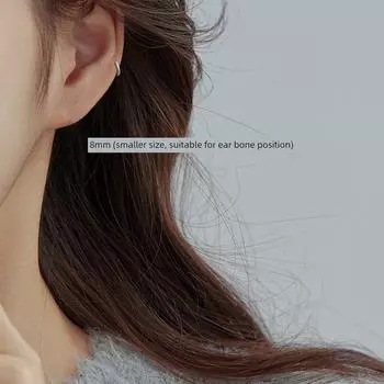 Maozhe S999 Pure Silver Ear Ring Temperament Ear Clip Fancy Simple Circle Easiest for Match Earrings Stylish Sterling Silver Earrings S999 silver earring 8mm