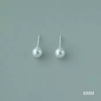 Maozhe S999 Pure Silver Needle Strong Light Perfect Circle Pearl Stud Earrings 2025 New Arrival Commute Minimalist All-Match Ear Jewelry 999 bright round pearl earrings -6mm