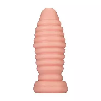 MAPARON Honey Dipper Anal Plug Threaded Thread Shape with Protrusions and Convexities with Suction Cup PVC Beige x 20cm 8.0cm