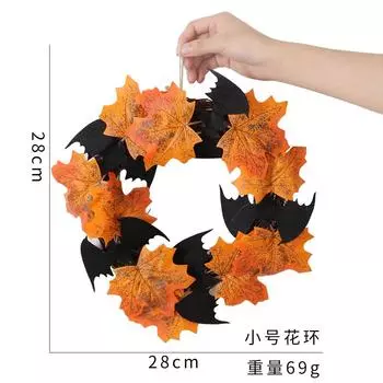 Maple Faux Exquisite Leaf Halloween Wreath With Decorative Bats Perfect For Holiday Decor Wall Small Wreath