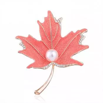 Maple Leaf Alloy Oil Drip Brooch Femininity Pearl Corsage Niche Premium Pin Clothing Accessories