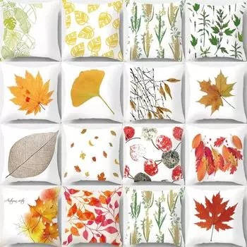 Maple Leaf Fresh Print Sofa Cushion Cover Pillowcase Home Decor Party Car Bedding 40x40cm