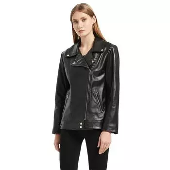 Maplesteed, женская кожаная куртка из 100% мягкой овчины, длинная женская куртка большого размера из натуральной кожи, осень, большие размеры, обхват груди 92-116 см, M486 S черный кожаный жакет