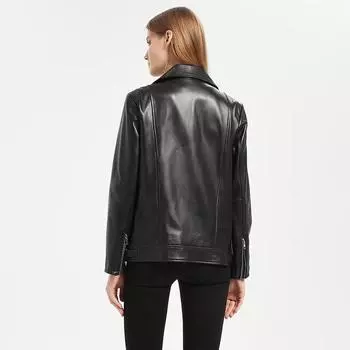 Maplesteed, женская кожаная куртка из 100% мягкой овчины, длинная женская куртка большого размера из натуральной кожи, осень, большие размеры, обхват груди 92-116 см, M486 S черный кожаный жакет