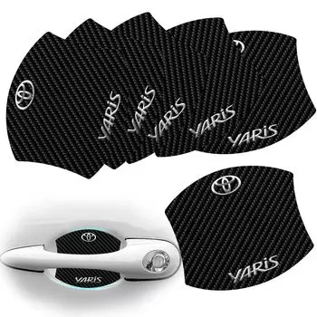 Maplewoodcar совместим с Toyota Yaris All Series Защитная накладка на дверную ручку Магнитная защита ручки Защита от царапин Магнитная защита от царапин на дверце автомобиля из углеродного волокна чёрный