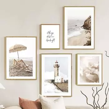 Маяк тростниковая трава цветок пляж река пейзаж плакаты художественный принт холст живопись настенные панно гостиная украшение дома 21x30cm No Framed