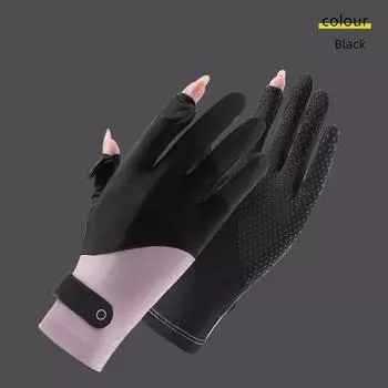 Marathon Running Gloves Summer Sun Protection Ice Silk Open Finger Women s Sports Men s Outdoor Mountain Climbing Hiking Hiking Dedicated Color-Black Purple All yards