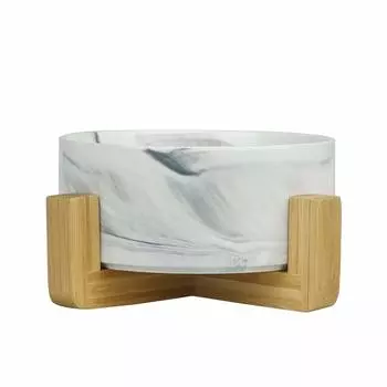 Marble Black Pet Bowl Food Bowl Dog Cat Tableware Ceramic Large Capacity 850ML Water Bowl Food Container Water Container Drinking Bowl Wooden Pet Dish