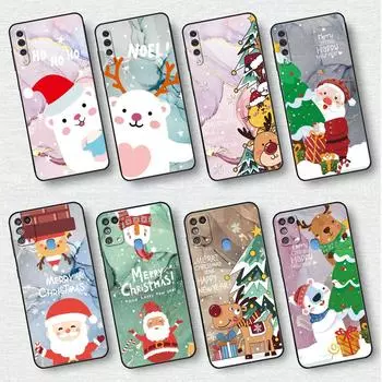 Marble Cute Santa Snowman Case For Samsung Galaxy A50 A02s M31 A70 A30 A10 A20e A40 A10s M30s M51 M52 M22 M32 Black Phone Cover Samsung A70