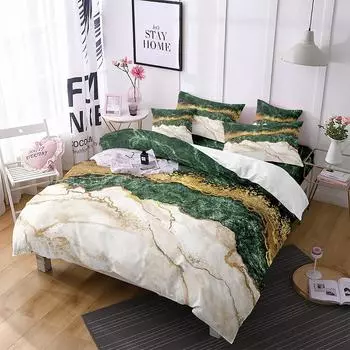 Marble Duvet Cover Set Queen Green Gold Giltter Bedding Set Polyester Tie Dye Fluid Magma Abstract Art Hipster Twin Quilt Cover EU single(135x200cm)