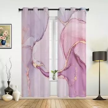 Marble Gradient Pink Curtains for Bedroom Living Room Drapes Kitchen Children s Room Window Curtain Modern Home Decor 135W x 60H(cm) x1