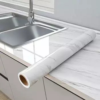 Marble Kitchen Waterproof Stickers PVC Self Adhesive Oil Proof Wall Sticker for Desktop Bathroom Renovation Wall Decor Removable 40cmX1m