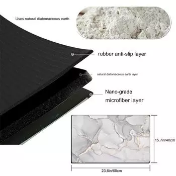 Marble Pattern Non-Slip Bathroom Mats Non-Slip Absorbent Floor Mats Diatomaceous Earth Door Mats 40cmx60cm серый