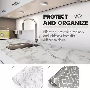 Водонепроницаемый коврик из ПВХ с мраморным рисунком Неклейкая подкладка для полки премиум-класса