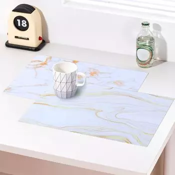 Marble Placement Abstract Modern White Gold Table Mat Wedding Party Dining Decor Satin Table Mat Kitchen Accessories Table Decor as picture