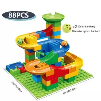 Marble Run Building Blocks STEM Toy Bricks Set Kids 88 PCS Various Track Models Birthday Christmas Gift for Toddler Age 3+